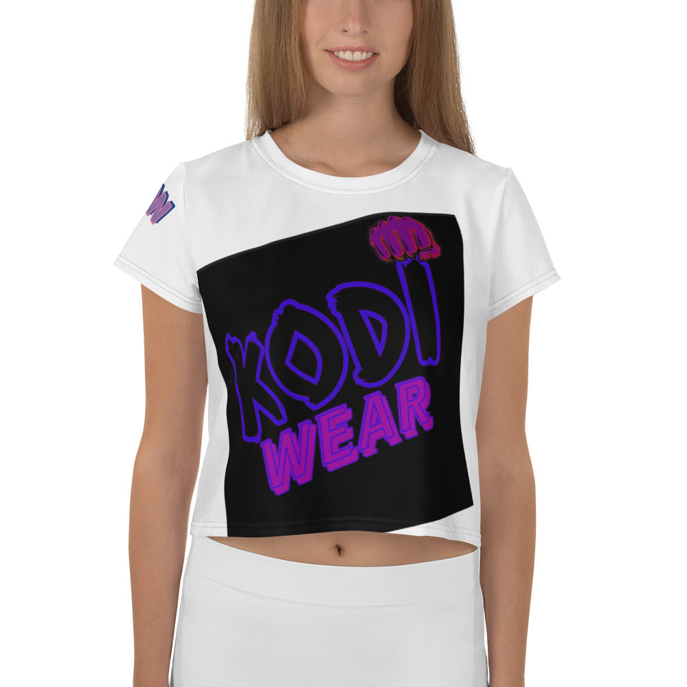 KODIWEAR Women's Crop Tee Black/Fuschia/Blue